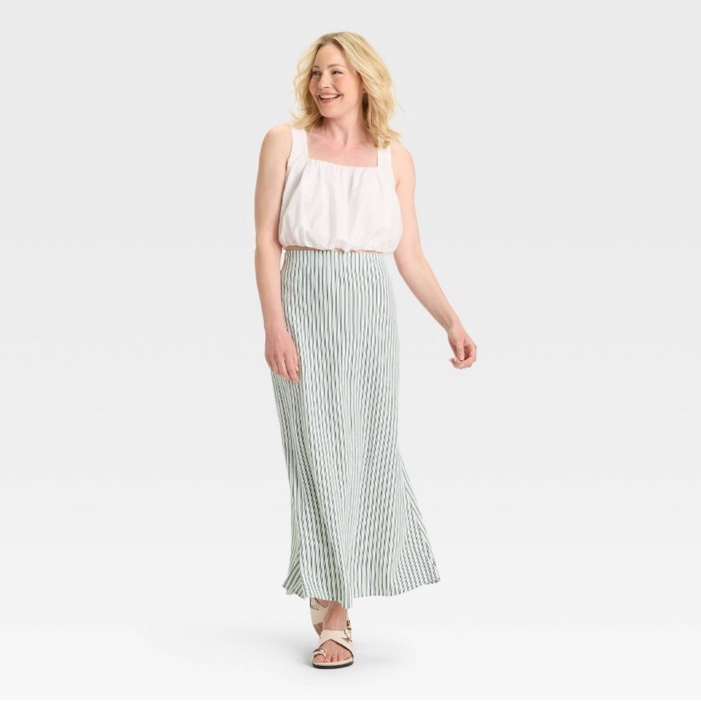 a new day blue and White Striped Maxi Skirt
